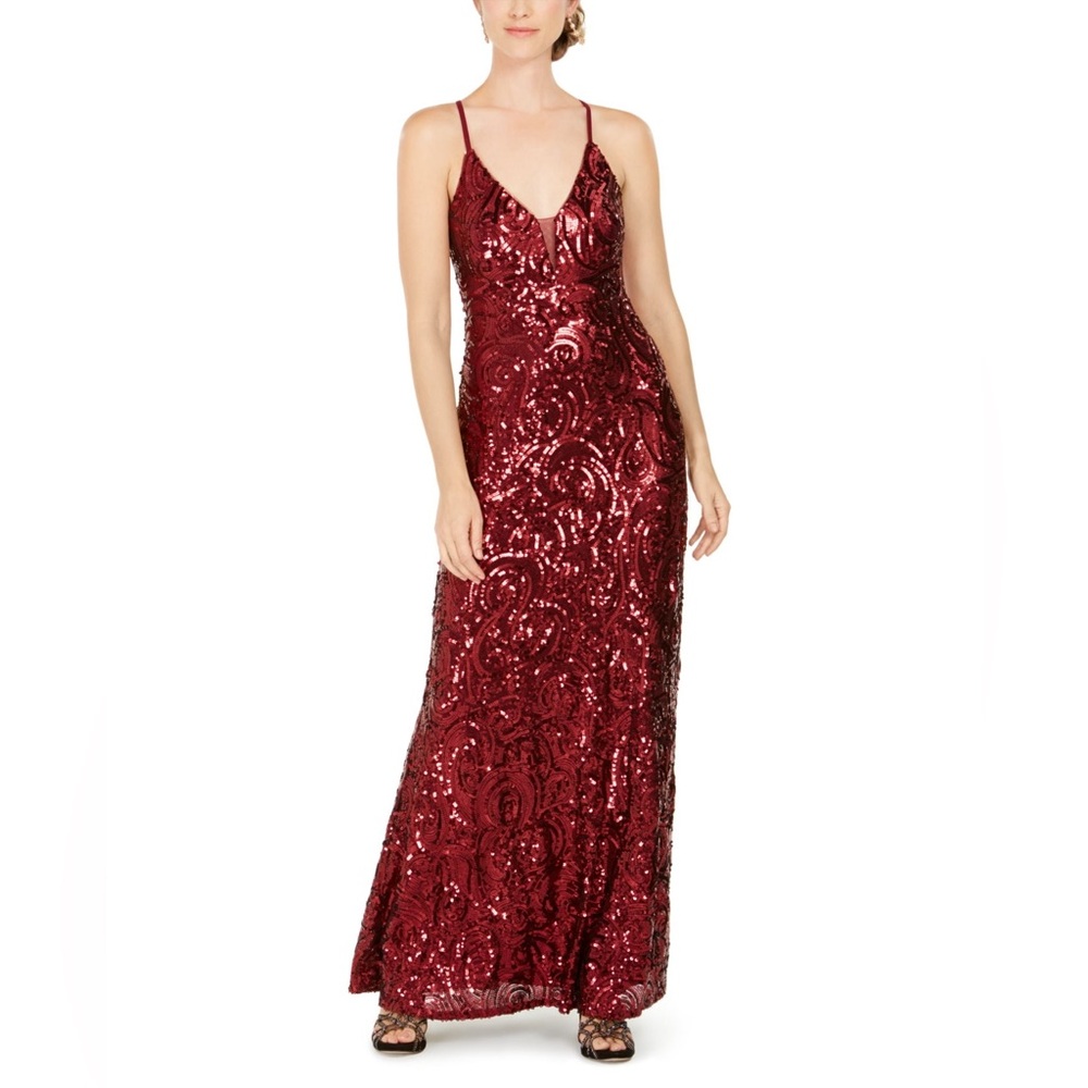 Nightway Crossback Sheath Sequin Dress
